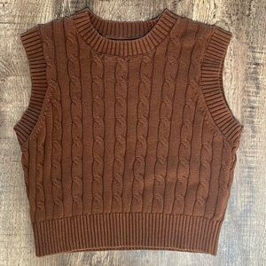 Forever 21 Brown Cable Knit Sleeveless Sweater